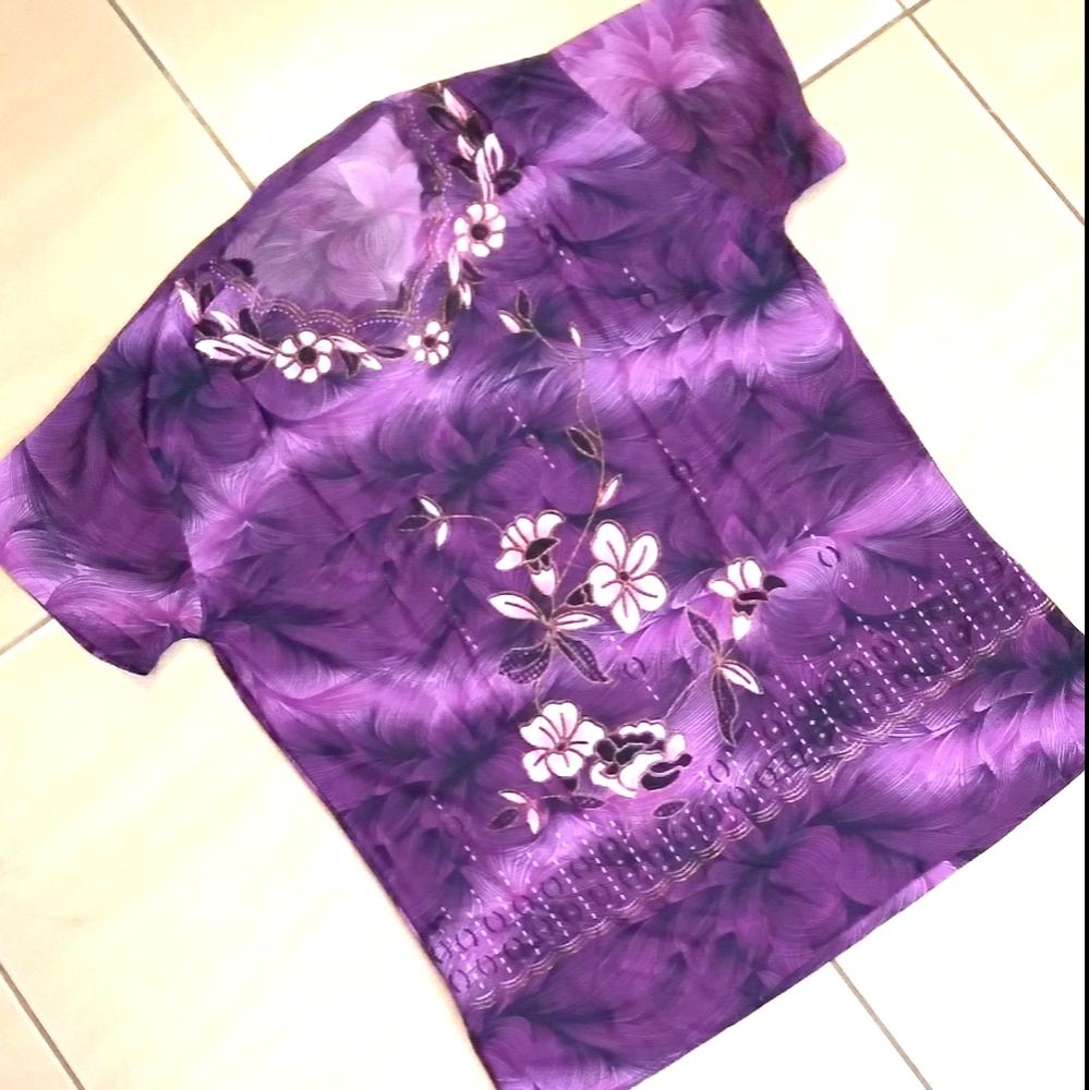 New, woman, two piece purple stretch set.
